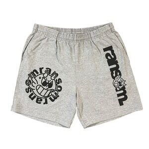 Ransom Clothing Shorts Mens S Gray‎ Devil Logo Cartoon Graphic Shorts